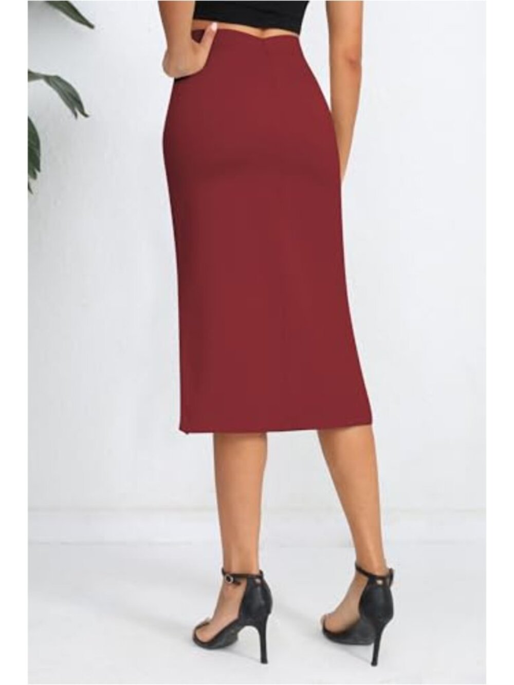 Women's Stretch Fishtail Pencil Skirt High Waist Midi - Picture 5 of 5